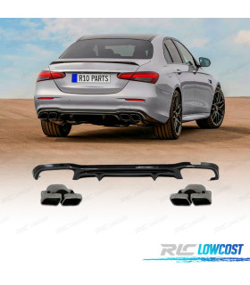 DIFUSOR TRASEIRO MERCEDES W213 LOOK AMG E63 PRETO BRILHANTE