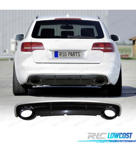 DIFUSOR TRASEIRO AUDI A6 C6 AVANT LOOK RS6 04-08 PRETO BRILHANTE