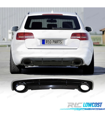 DIFUSOR TRASEIRO AUDI A6 C6 AVANT LOOK RS6 04-08 PRETO BRILHANTE