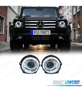 FARÓIS MERCEDES CLASSE G W463 89-18 LOOK AMG G55 LED BRANCO