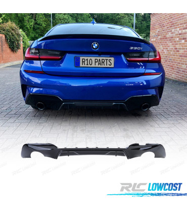 DIFUSOR DUPLA SAIDA BMW G20 G21 LOOK M PERFORMANCE 18- PRETO BRILHO