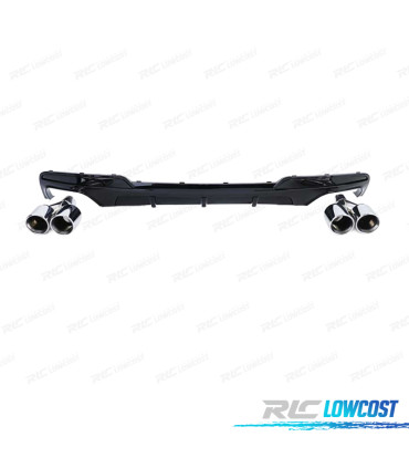 DIFUSOR BMW F10 F11 10-17 LOOK M PERFORMANCE PRETO BRILHANTE + PONTEIRAS ESCAPE CROMADAS