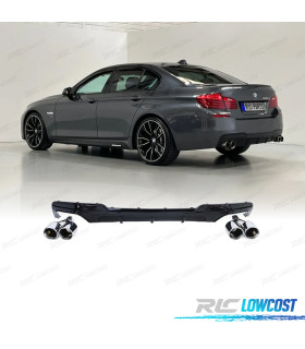 DIFUSOR BMW F10 F11 10-17 LOOK M PERFORMANCE PRETO BRILHANTE + PONTEIRAS ESCAPE CROMADAS