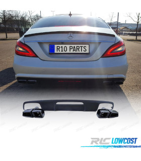 DIFUSOR MERCEDES CLS C218 15-18 LOOK C63 AMG PRETO MATE + PONTEIRAS DE ESCAPE
