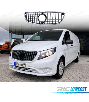 GRELHA FRONTAL MERCEDES CLASE V W447 14-19 PRETO CROMADO LOOK AMG