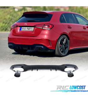 DIFUSOR MERCEDES CLASE A W177 18- LOOK AMG PRETO BRILHANTE + PONTEIRAS ESCAPE