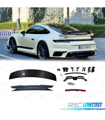SPOILER AILERON COM AERODINÂMICA ATIVA PORSCHE CARRERA 992 19-23 FIBRA DE CARBONO