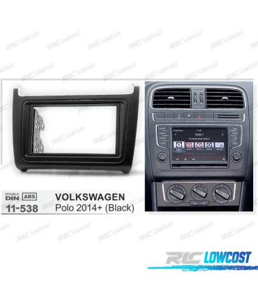 MOLDURA ADAPTADOR PRETO COMPLETO DE RÁDIO 2-DIN PARA VOLKSWAGEN VW POLO 14+