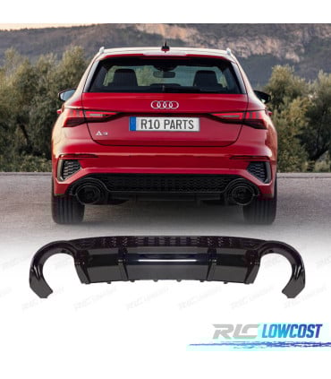 DIFUSOR AUDI A3 21- LOOK RS3 PRETO BRILHANTE + LINHA DE ESCAPE HATCHBACK