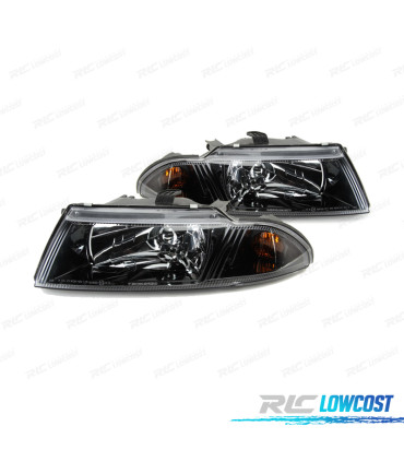 FARÓIS OPTICAS MITSUBISHI CARISMA 99-05 FUNDO PRETO