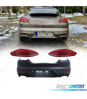 PARACHOQUES TRASEIRO PORSCHE PANAMERA 09-13 LOOK TURBO 971 + FAROLINS LED