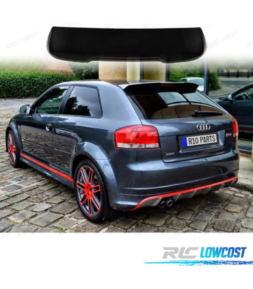 SPOILER AUDI A3 8P HATCHBACK 04-13 LOOK RS3 PRETO BRILHANTE