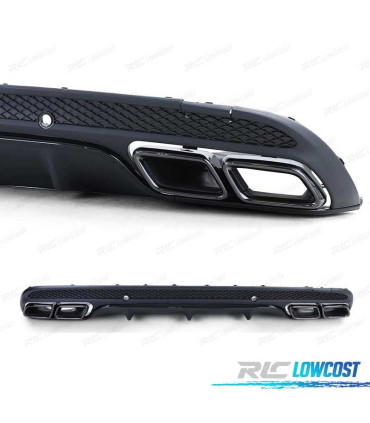DIFUSOR MERCEDES CLASSE C W205 SEDAN 13-18 LOOK AMG + PONTEIRAS DE ESCAPE PRETAS