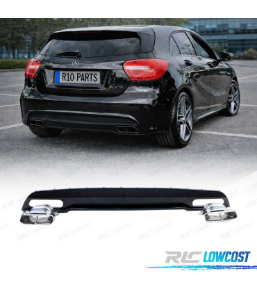 DIFUSOR MERCEDES CLASE A W176 12-15 AMG + PONTEIRAS DE ESCAPE CROMADAS LOOK A45