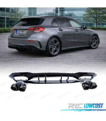 DIFUSOR MERCEDES CLASE A W177 18- A45 LOOK AMG PRETO BRILHANTE + PONTEIRAS ESCAPE