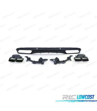 DIFUSOR MERCEDES CLASE C W205 SEDAN 14-18 LOOK AMG PRETO MAT + PONTEIRAS ESCAPE