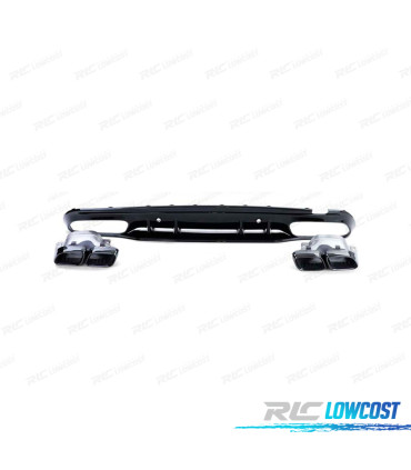 DIFUSOR MERCEDES CLASE C W205 SEDAN 18-21 LOOK AMG PRETO BRILHANTE + PONTEIRAS DE ESCAPE