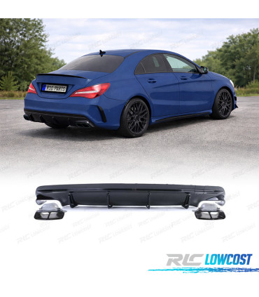 DIFUSOR MERCEDES CLA C117 16-19 LOOK AMG PRETO BRILHANTE + PONTEIRAS ESCAPE