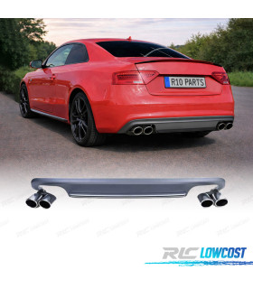 DIFUSOR + PONTEIRAS DE ESCAPE DUPLAS AUDI A5 12-16 COUPE CABRIO LOOK S5