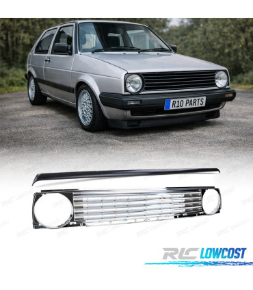 GRELHA FRONTAL VOLKSWAGEN VW GOLF 2 83-91 CROMADO + FRISO PRETO
