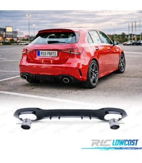 DIFUSOR MERCEDES CLASE A W177 18- A35 LOOK AMG PRETO BRILHANTE + PONTEIRAS ESCAPE