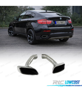 PONTEIRAS DE ESCAPE BMW X6 E71 08-14 LOOK M CROMADO + MOLDURA DE ESCAPE