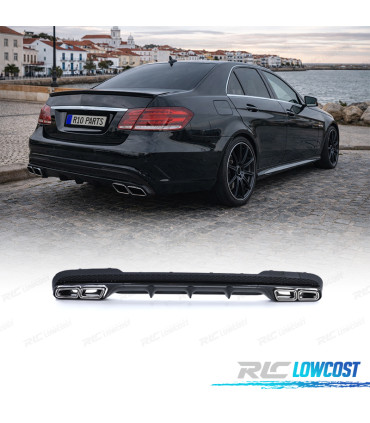 DIFUSOR MERCEDES CLASE E W212 SEDAN 13-16 LOOK AMG E63 + PONTEIRAS DE ESCAPE CROMADAS