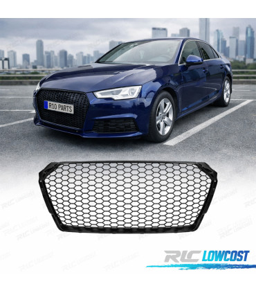 GRELHA FRONTAL AUDI A4 B9 15-19 LOOK RS PRETO MATE