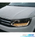CONJUNTO DE FARÓIS VW T6 15-19 DRL + INDICADORES LED DINÂMICOS PRETO FOSCO