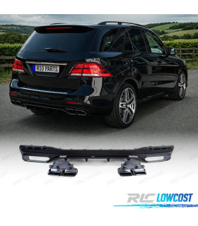 DIFUSOR MERCEDES GLE W166 15-19 LOOK AMG GLE63 PRETO BRILHANTE + PONTEIRAS DE ESCAPE PRETO