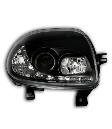 FARÓIS LED LUZ DIURNA PARA RENAULT CLIO 2. FUNDO PRETO