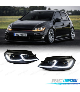 FAROIS VOLKSWAGEN VW GOLF 7 12-17 DRL DINAMICOS PRETO LOOK 7.5 R LINE