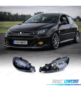 FARÓIS PEUGEOT 206 98-06 FUNDO PRETO H4 OEM