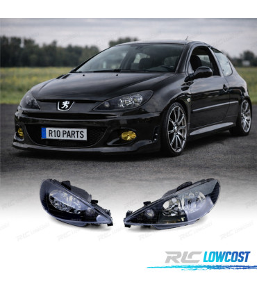 FARÓIS PEUGEOT 206 98-06 FUNDO PRETO H4 OEM