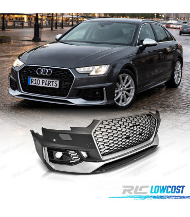 PARA-CHOQUES FRONTAL AUDI A4 B9 15-19 LOOK RS4 PRETO PRATA PDC
