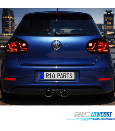 FAROLINS TRASEIROS LED VW GOLF 5 MK5 03-08 PRETO FUMADO