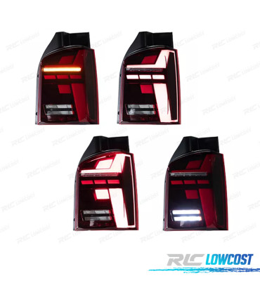 FAROLINS VOLKSWAGEN VW T5 03-10 LOOK T6.1 VERMELHO ESCURECIDO