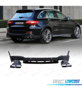 DIFUSOR MERCEDES GLC X253 15-18 LOOK AMG GLC63 PDC + PONTEIRAS ESCAPE CROMADAS