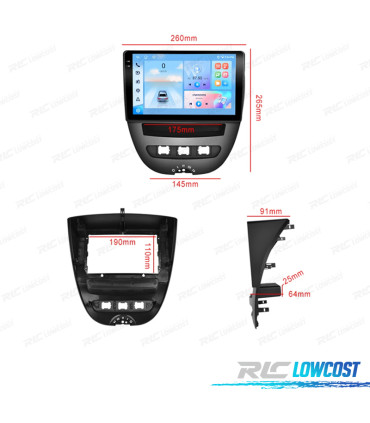 RÁDIO GPS ANDROID TOYOTA AYGO / PEUGEOT 107 / CITROËN C1 04-14