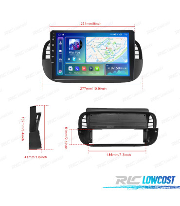 RÁDIO GPS ANDROID 13 FIAT 500 07-15