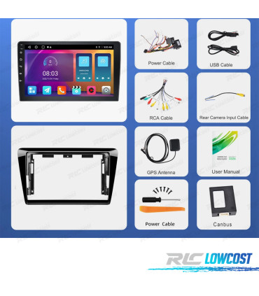 RÁDIO GPS ANDROID SKODA RAPID 12-19