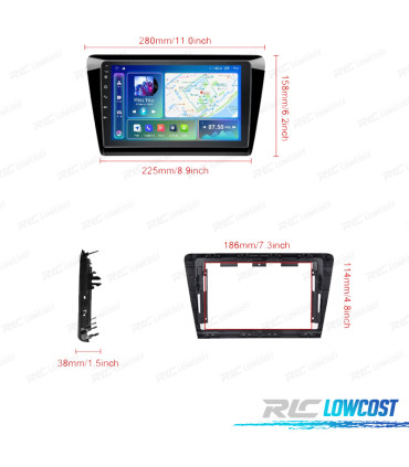 RÁDIO GPS ANDROID SKODA RAPID 12-19