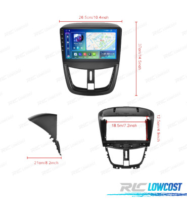 RÁDIO GPS ANDROID 13 PEUGEOT 207 09-12