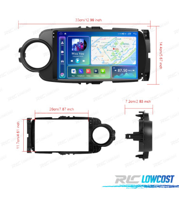 RÁDIO GPS ANDROID 13 TOYOTA YARIS 11-