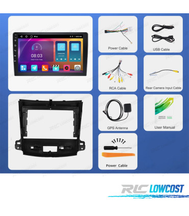 RÁDIO GPS ANDROID 13 PEUGEOT 4007 07-12