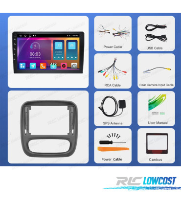 RÁDIO GPS ANDROID 13 RENAULT TRAFIC / OPEL VIVARO 14-19