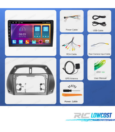 RÁDIO GPS ANDROID 13 TOYOTA RAV4 00-06