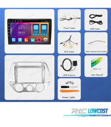 RÁDIO GPS ANDROID 13 HYUNDAI I20 09-15