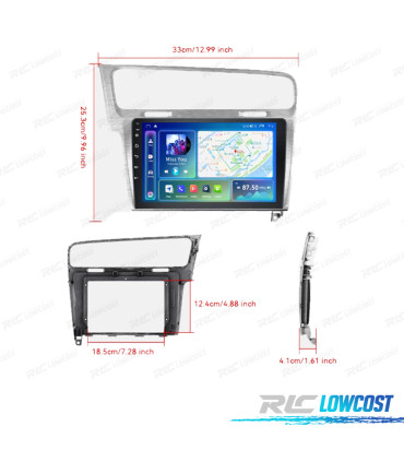 RÁDIO GPS ANDROID 13 VOLKSWAGEN GOLF MK7 12-17