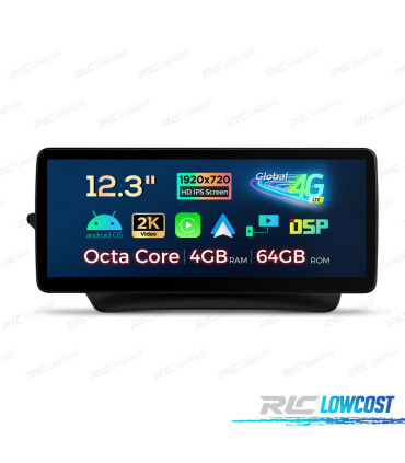 RÁDIO GPS ANDROID 14 MERCEDES CLASSE E C207 / A207 12.3" 4GB+64GB